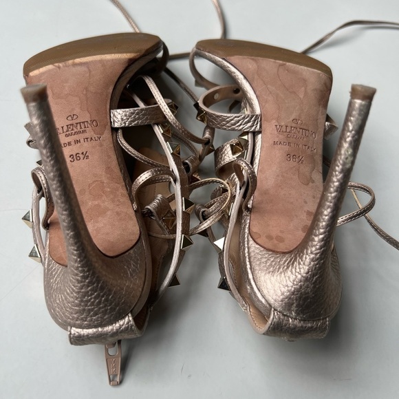 Valentino Rock Stud Leather Lace-Up Gladiator Sandals - Picture 13 of 14